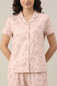 Zivame Beach Dreamer Knit Poly Pyjama Set - Soft Pink — thumbnail 3